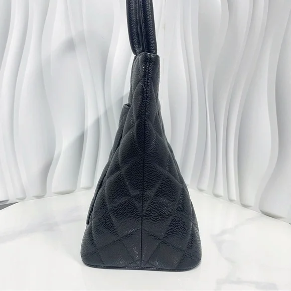Chanel Black Caviar Leather Quilted Tote Bag - Picture 3 of 11